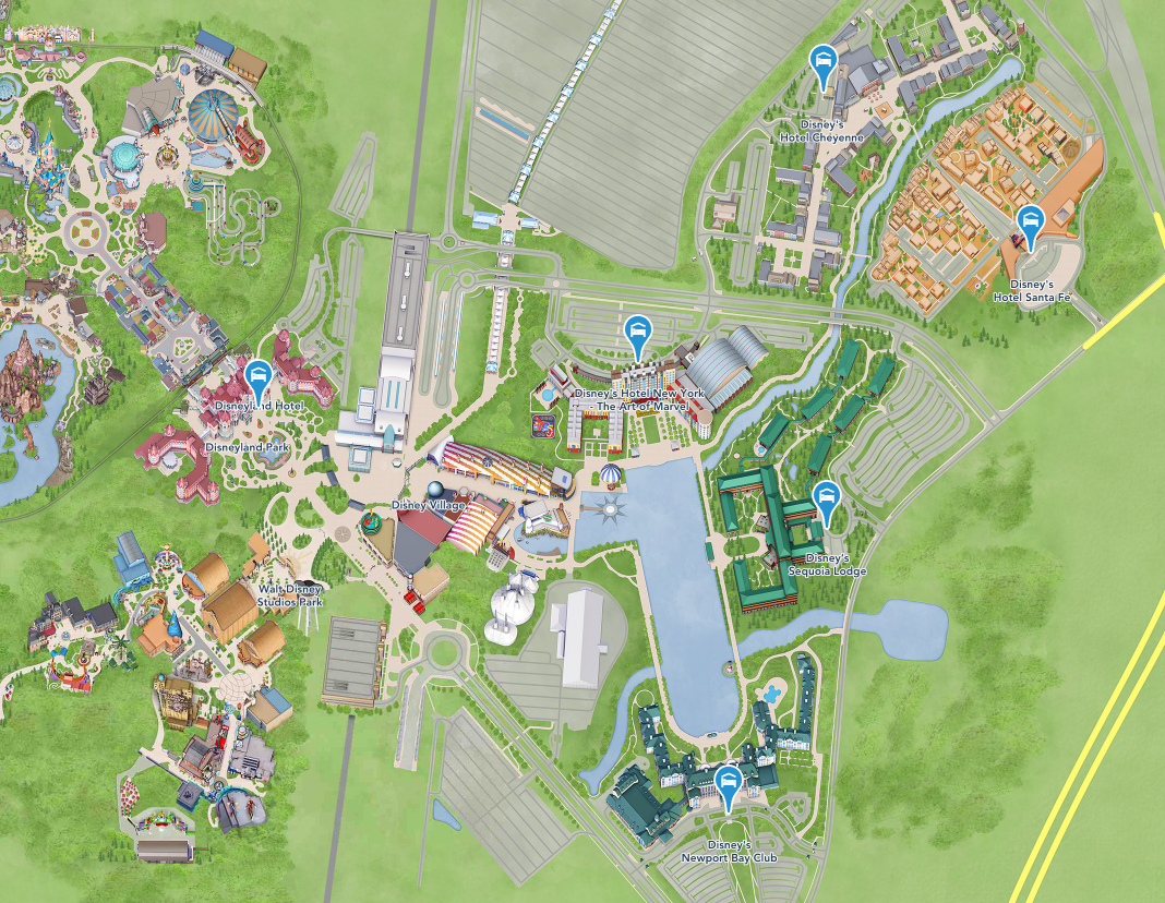 Mapa de los hoteles Disneyland Paris